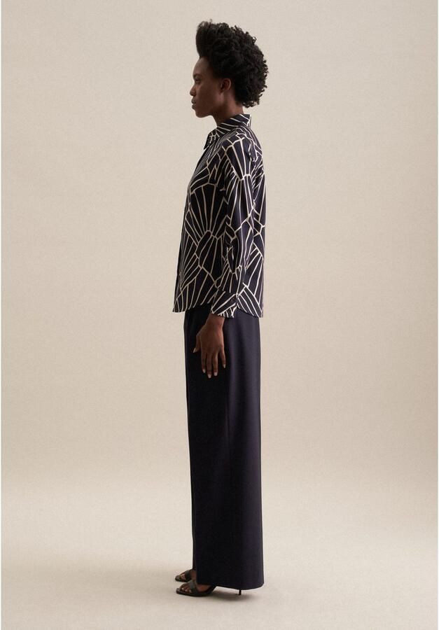 Seidensticker Overhemdblouse Zwarte roos Lange mouwen kraag print - Foto 7