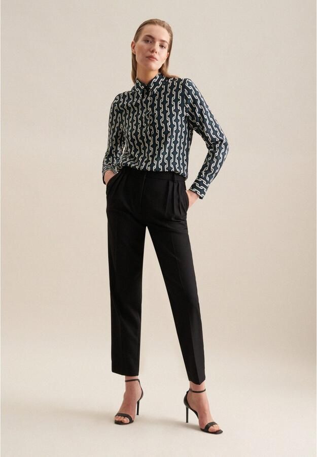 Seidensticker Overhemdblouse Zwarte roos Lange mouwen kraag print - Foto 6