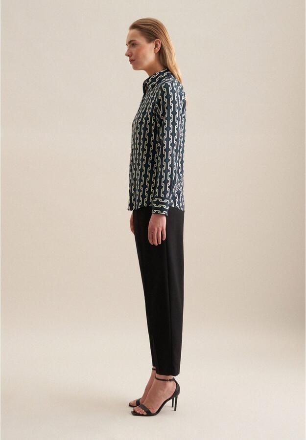 Seidensticker Overhemdblouse Zwarte roos Lange mouwen kraag print - Foto 7