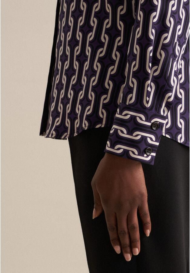 Seidensticker Overhemdblouse Zwarte roos Lange mouwen kraag print - Foto 4