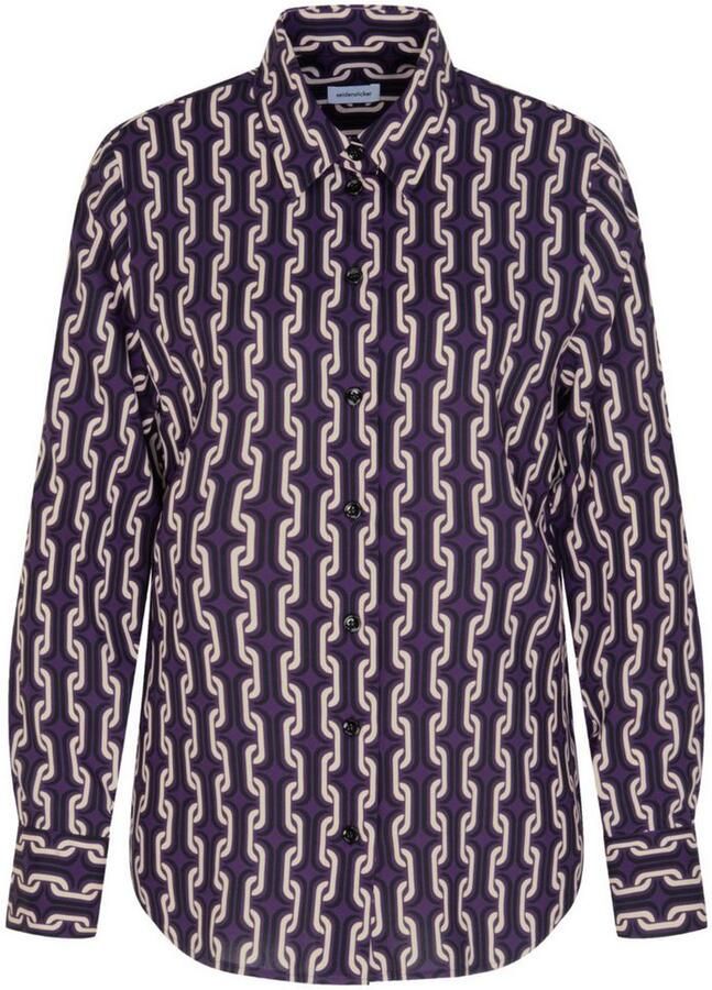 Seidensticker Overhemdblouse Zwarte roos Lange mouwen kraag print