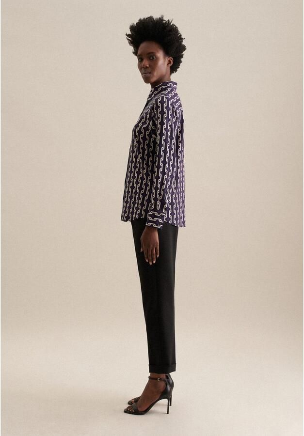 Seidensticker Overhemdblouse Zwarte roos Lange mouwen kraag print - Foto 7