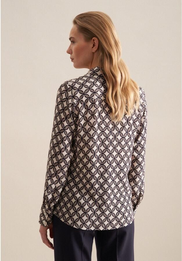 Seidensticker Overhemdblouse Zwarte roos Lange mouwen kraag print - Foto 2