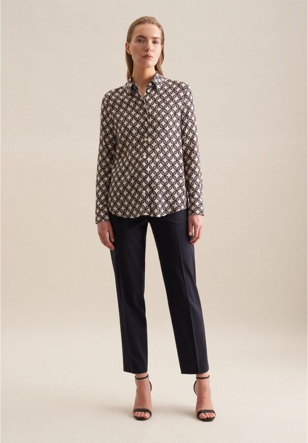 Seidensticker Overhemdblouse Zwarte roos Lange mouwen kraag print - Foto 6