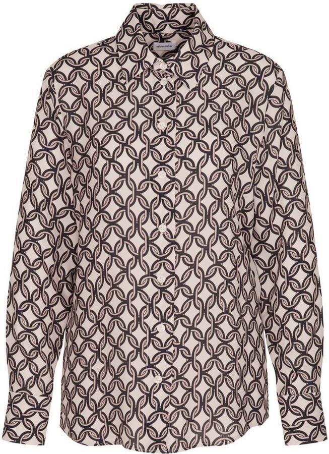 Seidensticker Overhemdblouse Zwarte roos Lange mouwen kraag print