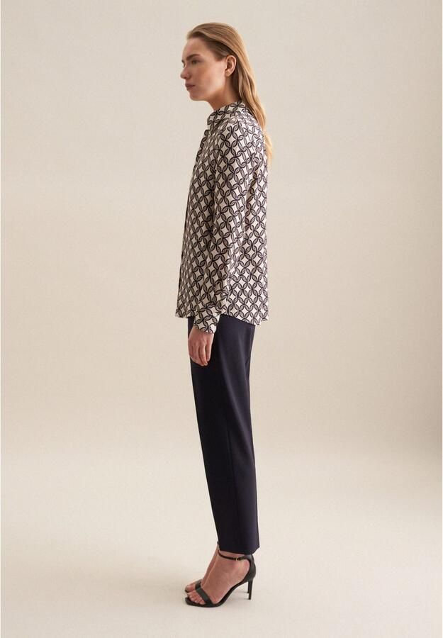 Seidensticker Overhemdblouse Zwarte roos Lange mouwen kraag print - Foto 7