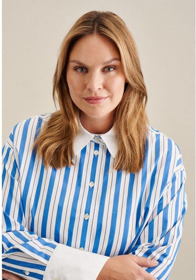 Seidensticker Overhemdblouse Zwarte roos Lange mouwen kraag strepen - Foto 2