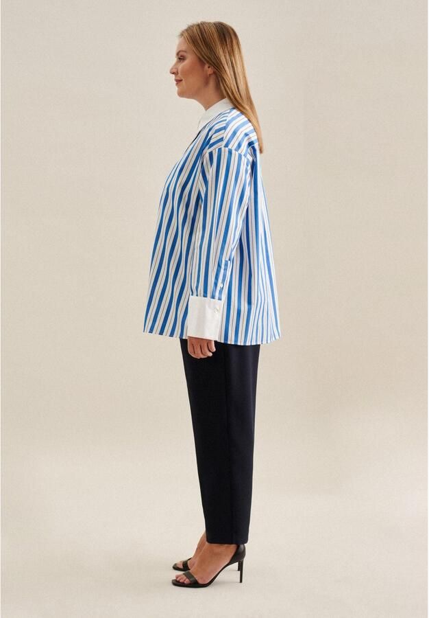 Seidensticker Overhemdblouse Zwarte roos Lange mouwen kraag strepen - Foto 6