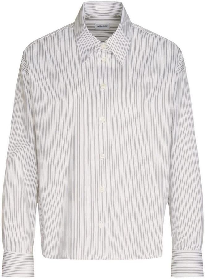 Seidensticker Overhemdblouse Zwarte roos Lange mouwen kraag strepen