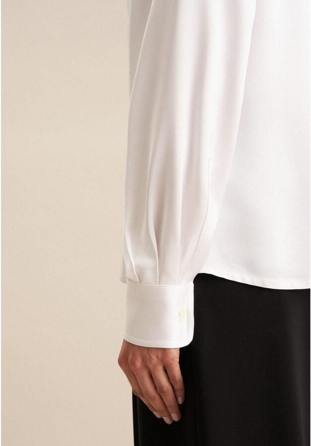 Seidensticker Overhemdblouse Zwarte roos Lange mouwen V-hals uni - Foto 4