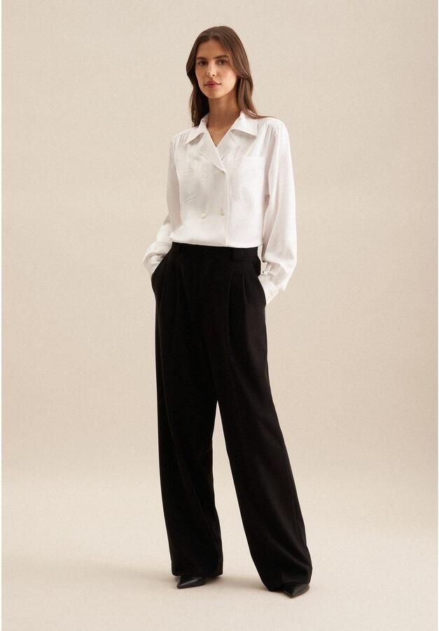 Seidensticker Overhemdblouse Zwarte roos Lange mouwen V-hals uni - Foto 5