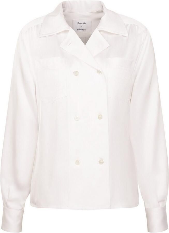 Seidensticker Overhemdblouse Zwarte roos Lange mouwen V-hals uni