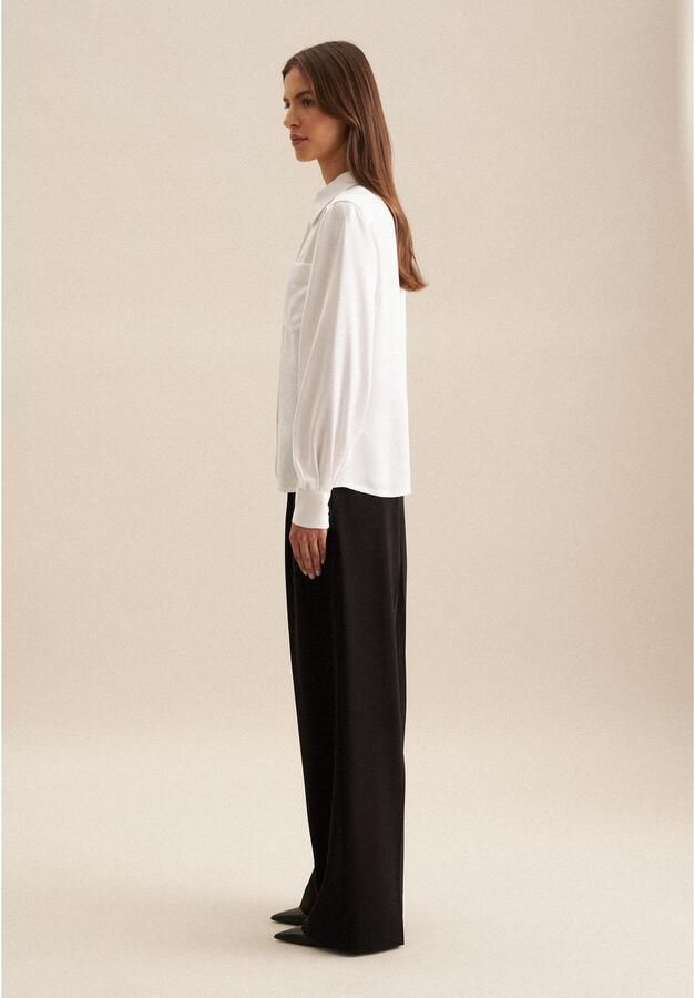 Seidensticker Overhemdblouse Zwarte roos Lange mouwen V-hals uni - Foto 6