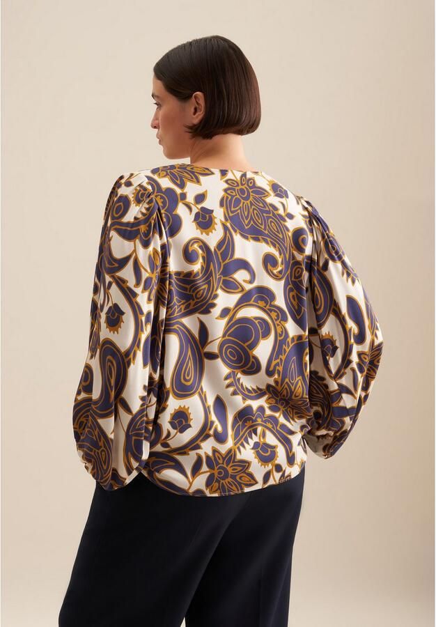 Seidensticker Shirtblouse Zwarte roos 3 4-mouw v-hals paisley - Foto 5