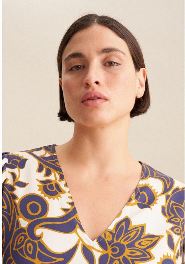 Seidensticker Shirtblouse Zwarte roos 3 4-mouw v-hals paisley - Foto 2