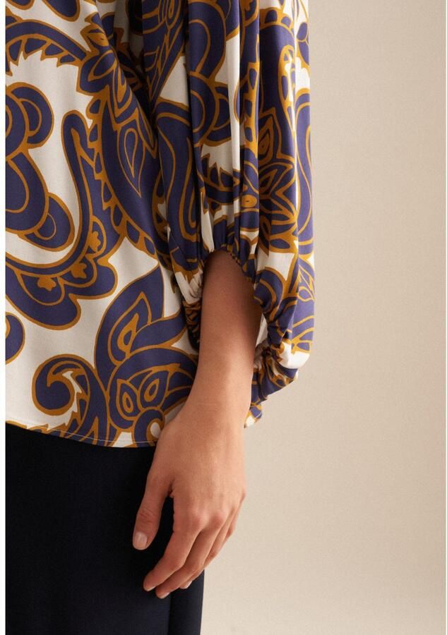 Seidensticker Shirtblouse Zwarte roos 3 4-mouw v-hals paisley - Foto 3