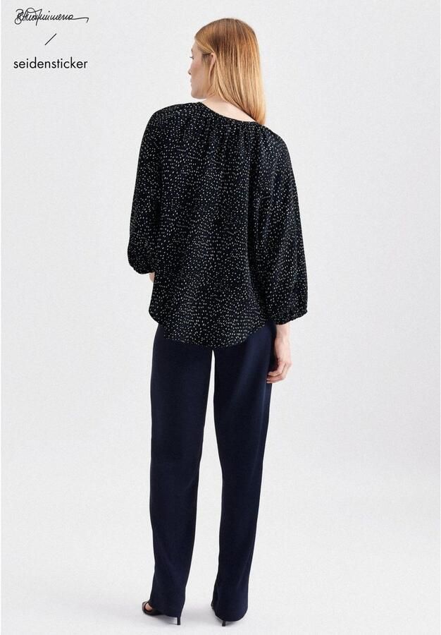 Seidensticker Shirtblouse Zwarte roos 3 4-mouwen ronde hals print - Foto 4