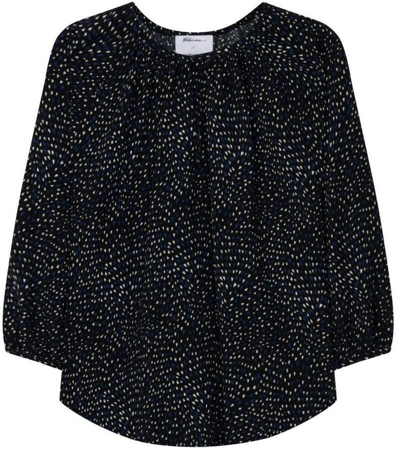 Seidensticker Shirtblouse Zwarte roos 3 4-mouwen ronde hals print