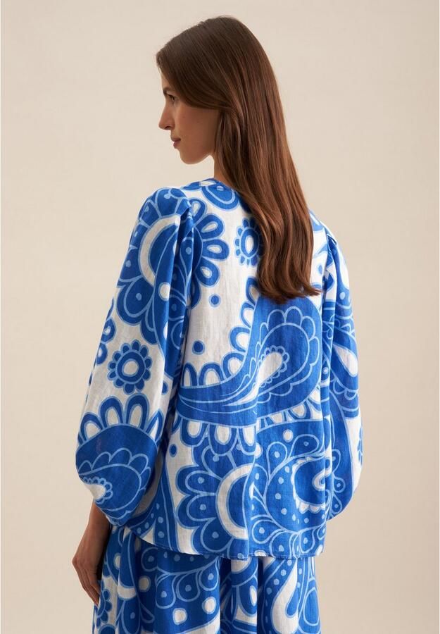 Seidensticker Shirtblouse Zwarte roos 3 4 v-hals paisley - Foto 5