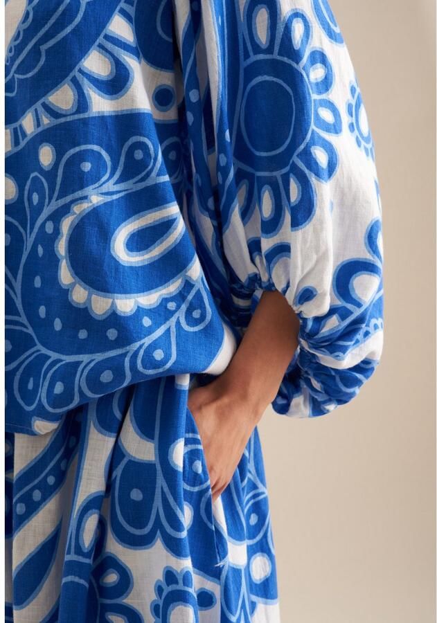 Seidensticker Shirtblouse Zwarte roos 3 4 v-hals paisley - Foto 4