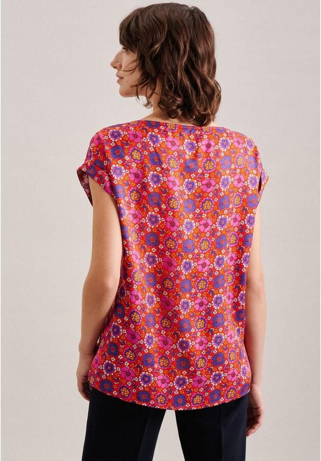 Seidensticker Shirtblouse Zwarte roos Korte mouwen ronde hals print - Foto 6