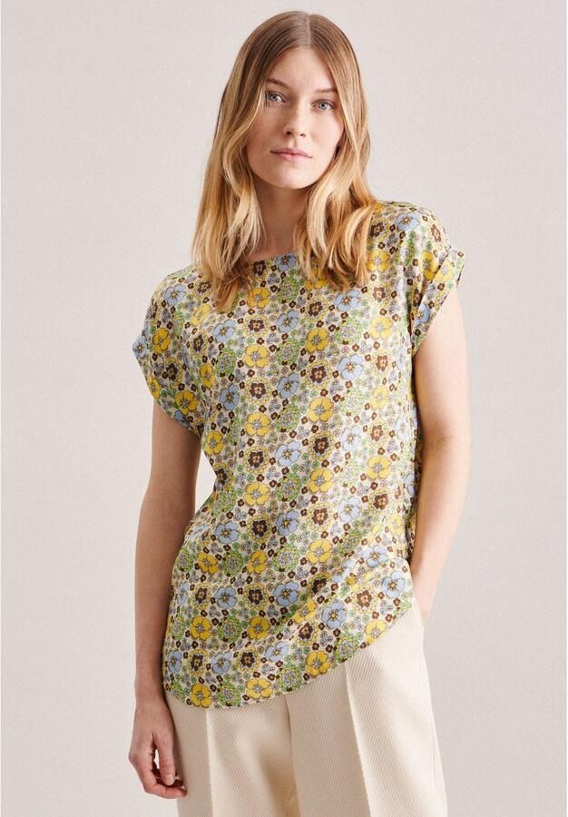 Seidensticker Shirtblouse Zwarte roos Korte mouwen ronde hals print - Foto 6