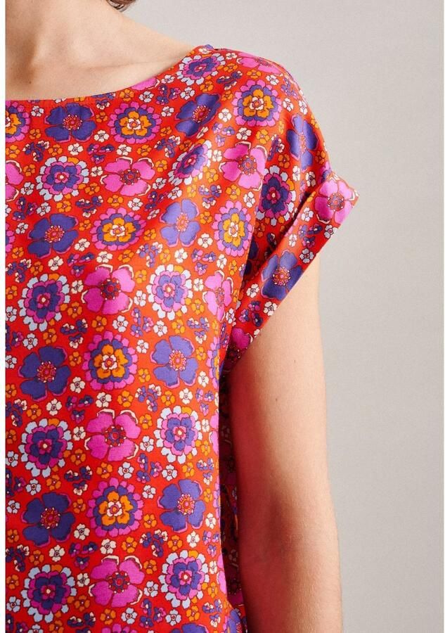 Seidensticker Shirtblouse Zwarte roos Korte mouwen ronde hals print - Foto 2