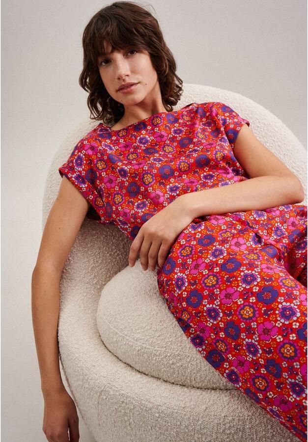 Seidensticker Shirtblouse Zwarte roos Korte mouwen ronde hals print - Foto 4