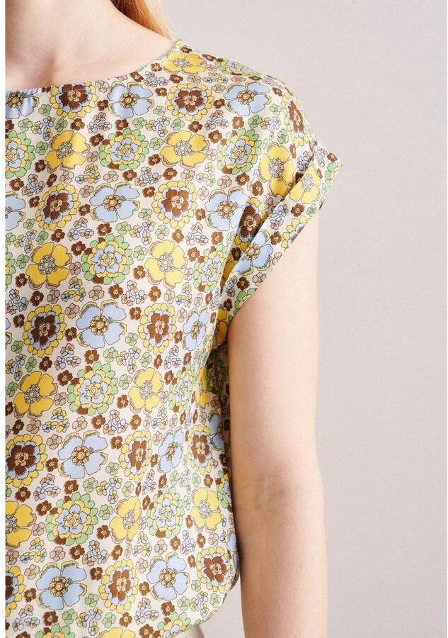 Seidensticker Shirtblouse Zwarte roos Korte mouwen ronde hals print - Foto 2