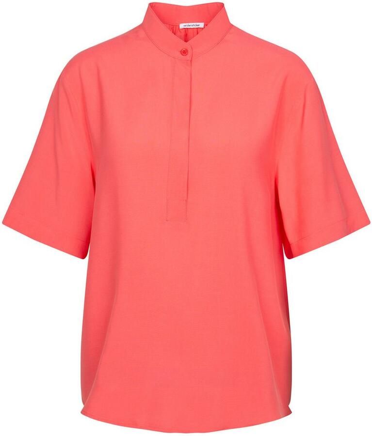 Seidensticker Shirtblouse Zwarte roos Korte mouwen ronde hals uni