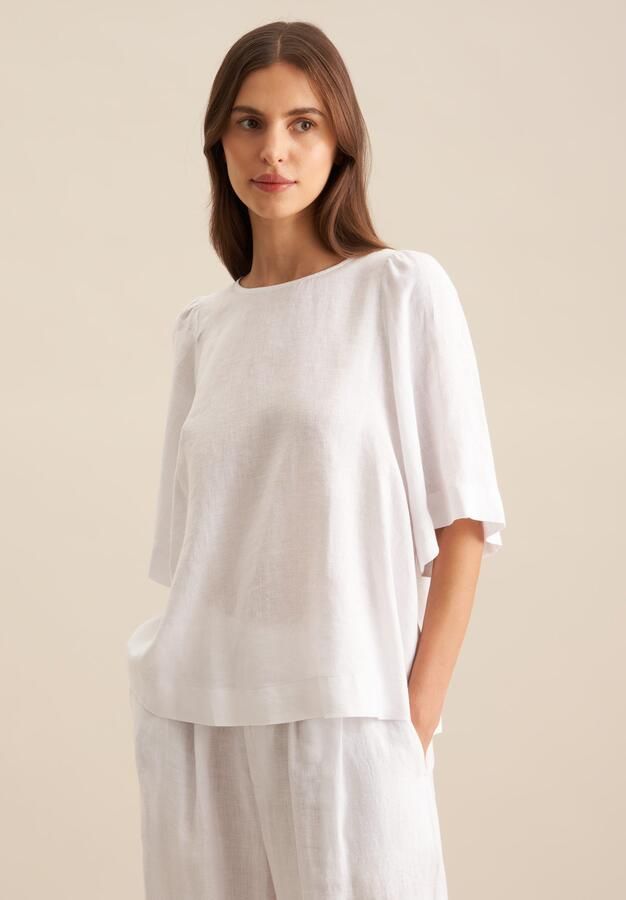 Seidensticker Shirtblouse Zwarte roos Korte mouwen ronde hals uni - Foto 4