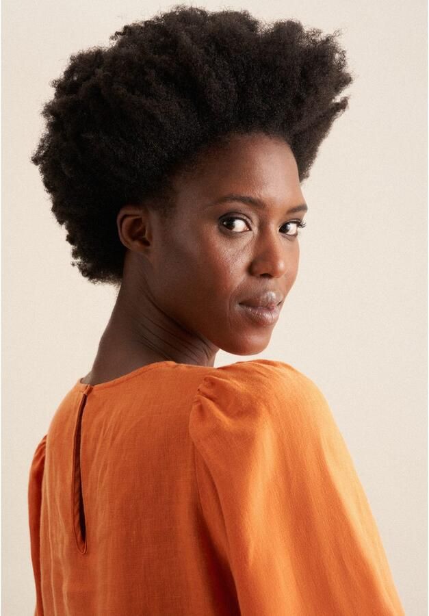 Seidensticker Shirtblouse Zwarte roos Korte mouwen ronde hals uni - Foto 5