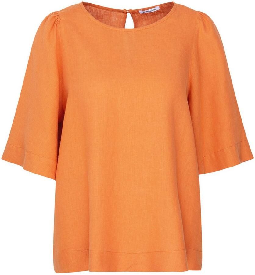 Seidensticker Shirtblouse Zwarte roos Korte mouwen ronde hals uni