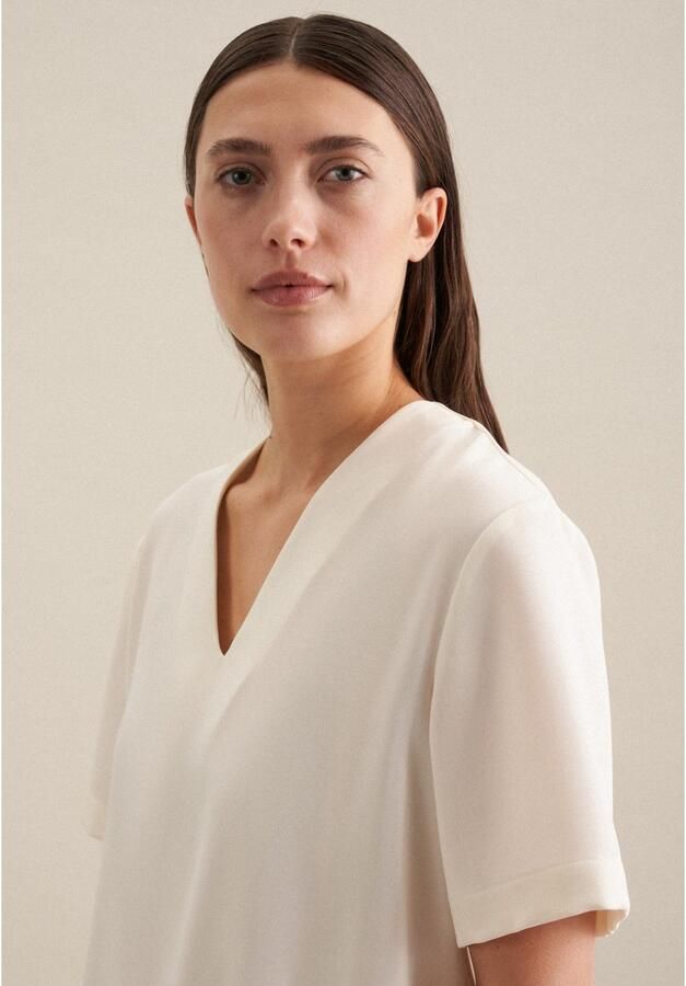 Seidensticker Shirtblouse Zwarte roos Korte mouwen V-hals uni - Foto 2