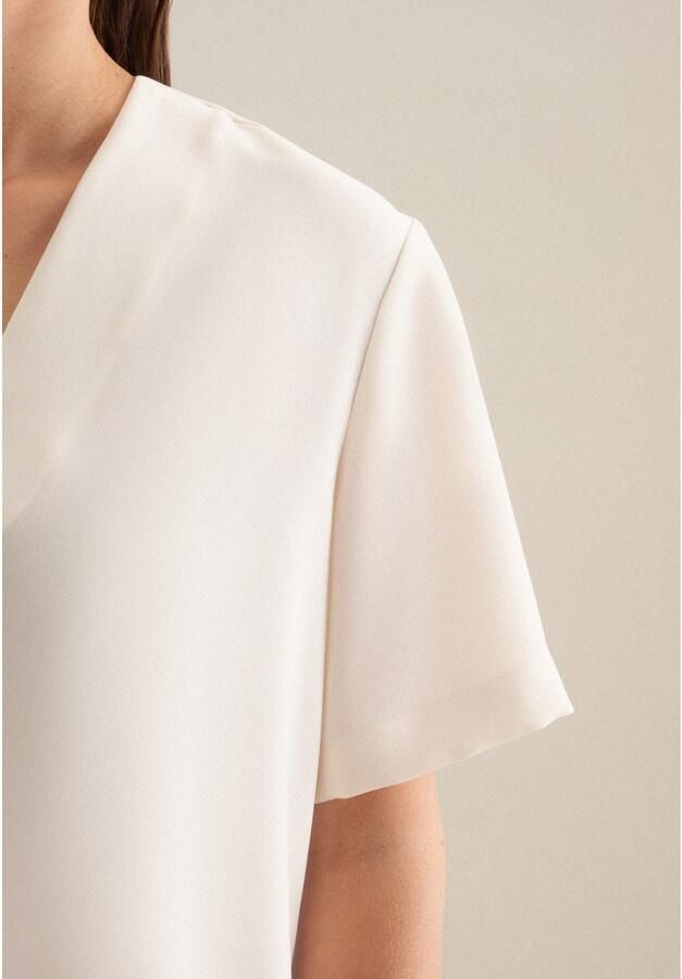 Seidensticker Shirtblouse Zwarte roos Korte mouwen V-hals uni - Foto 3