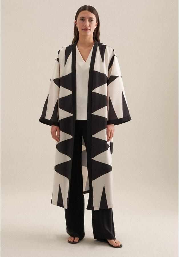 Seidensticker Shirtblouse Zwarte roos Korte mouwen V-hals uni - Foto 4