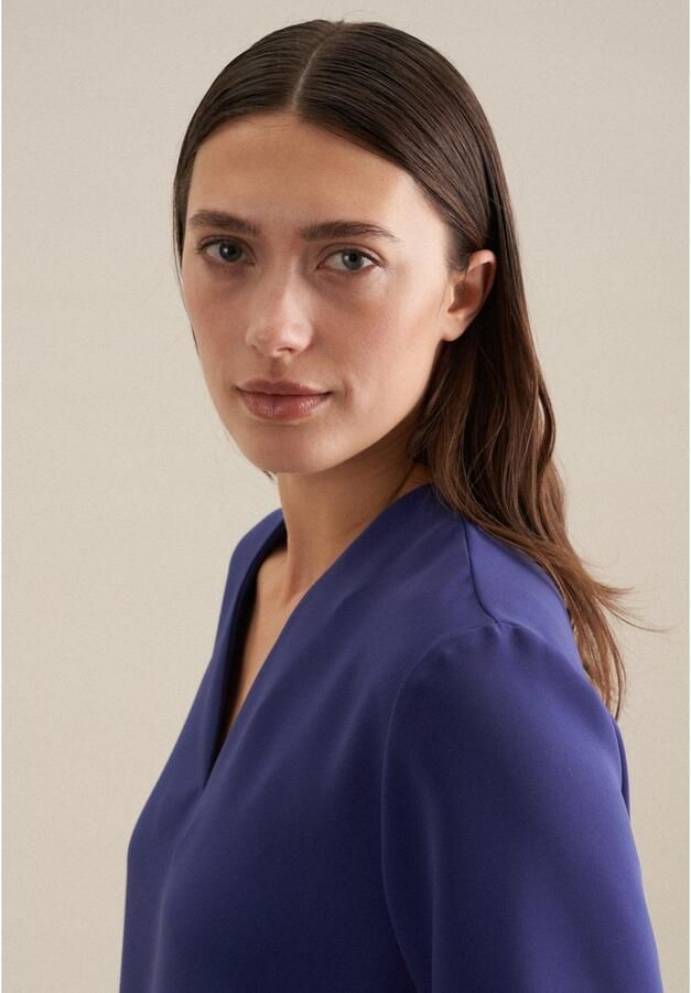 Seidensticker Shirtblouse Zwarte roos Korte mouwen V-hals uni - Foto 3