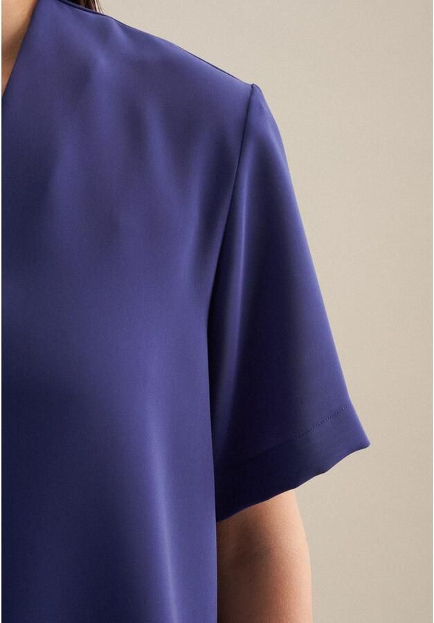 Seidensticker Shirtblouse Zwarte roos Korte mouwen V-hals uni - Foto 4