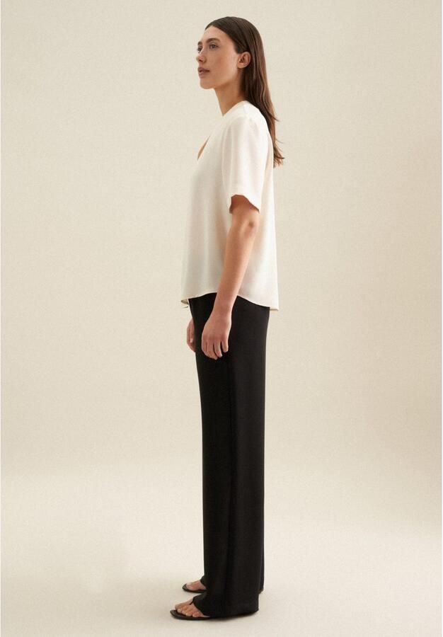 Seidensticker Shirtblouse Zwarte roos Korte mouwen V-hals uni - Foto 6