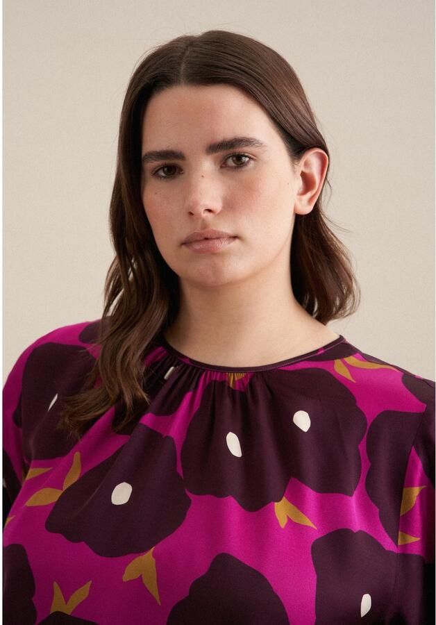 Seidensticker Shirtblouse Zwarte roos Lange mouwen ronde hals print - Foto 2