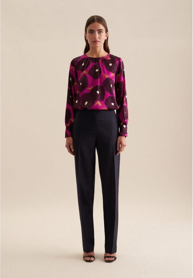 Seidensticker Shirtblouse Zwarte roos Lange mouwen ronde hals print - Foto 4