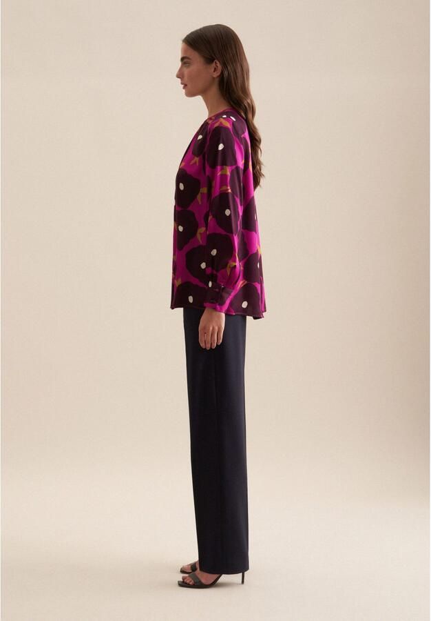 Seidensticker Shirtblouse Zwarte roos Lange mouwen ronde hals print - Foto 5