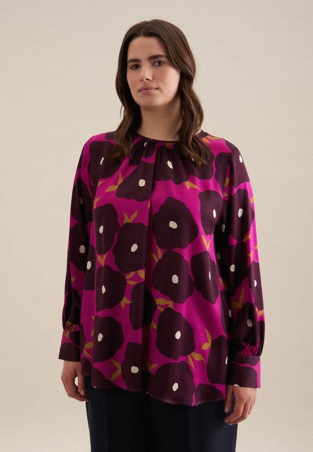 Seidensticker Shirtblouse Zwarte roos Lange mouwen ronde hals print - Foto 7