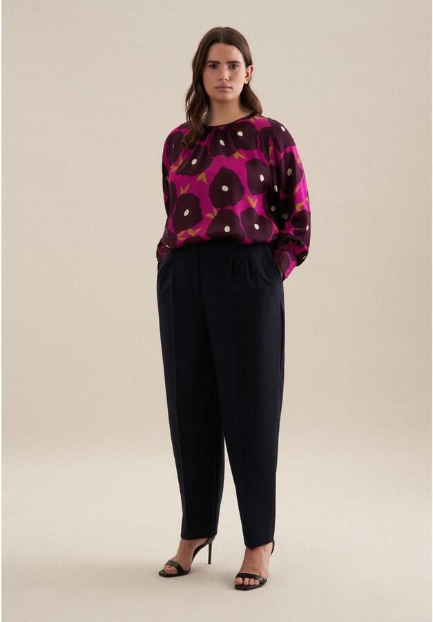 Seidensticker Shirtblouse Zwarte roos Lange mouwen ronde hals print - Foto 3