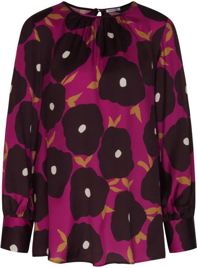 Seidensticker Shirtblouse Zwarte roos Lange mouwen ronde hals print