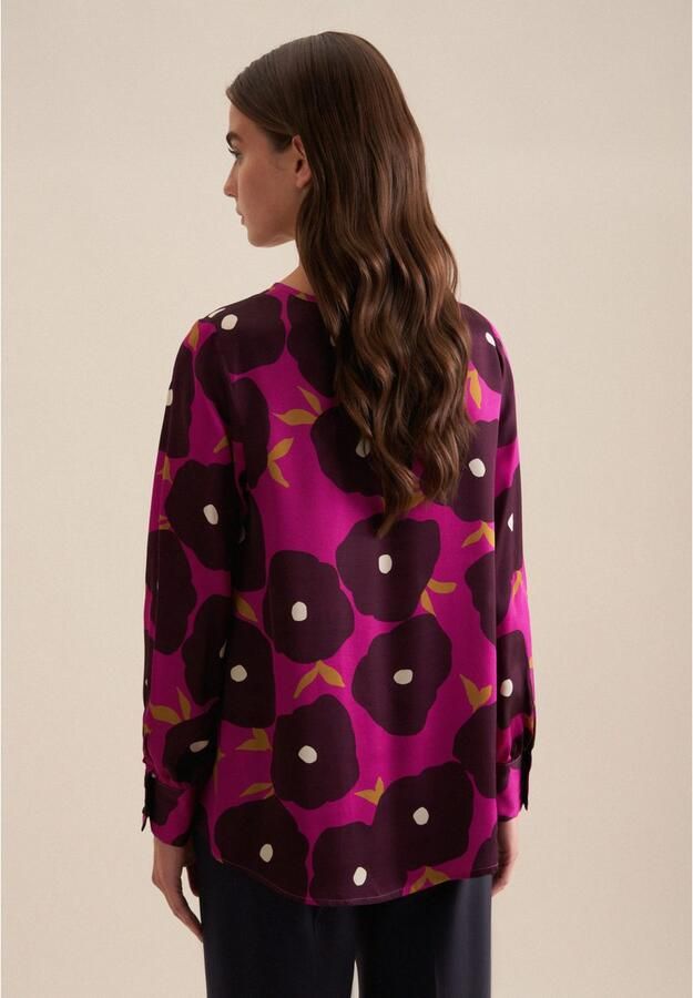 Seidensticker Shirtblouse Zwarte roos Lange mouwen ronde hals print - Foto 6