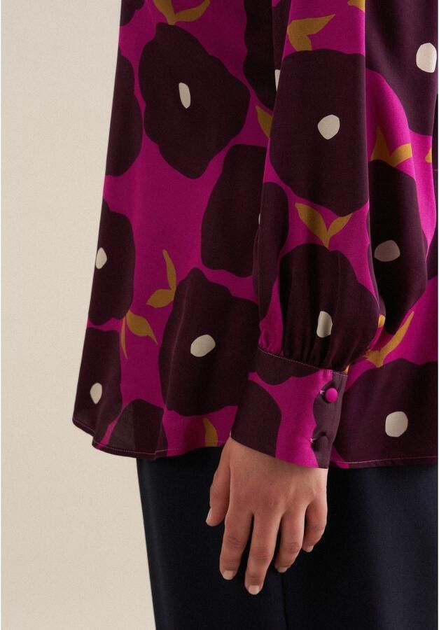 Seidensticker Shirtblouse Zwarte roos Lange mouwen ronde hals print - Foto 4