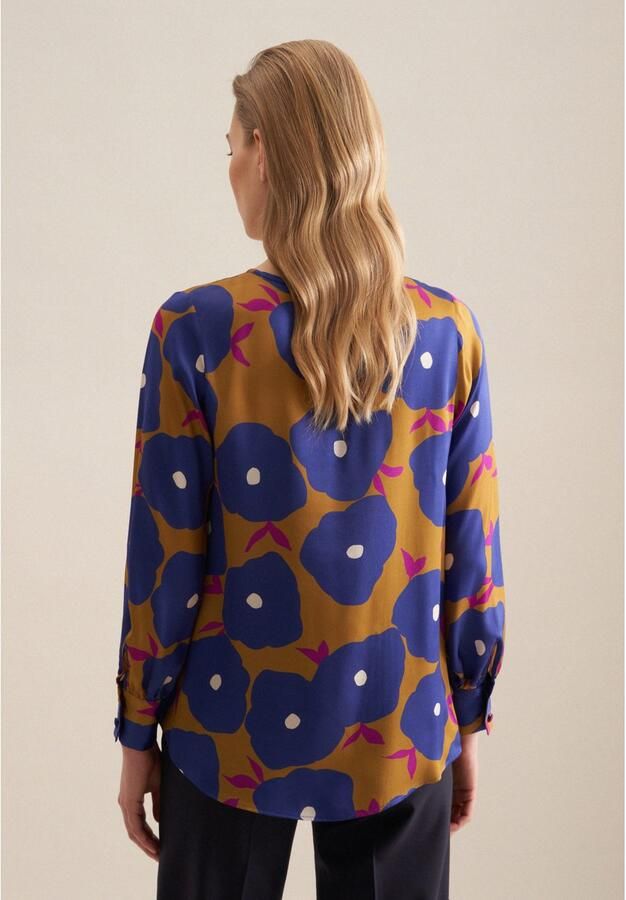 Seidensticker Shirtblouse Zwarte roos Lange mouwen ronde hals print - Foto 5