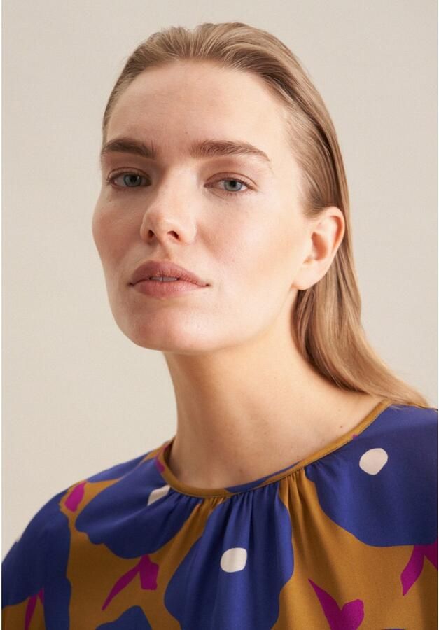 Seidensticker Shirtblouse Zwarte roos Lange mouwen ronde hals print - Foto 3