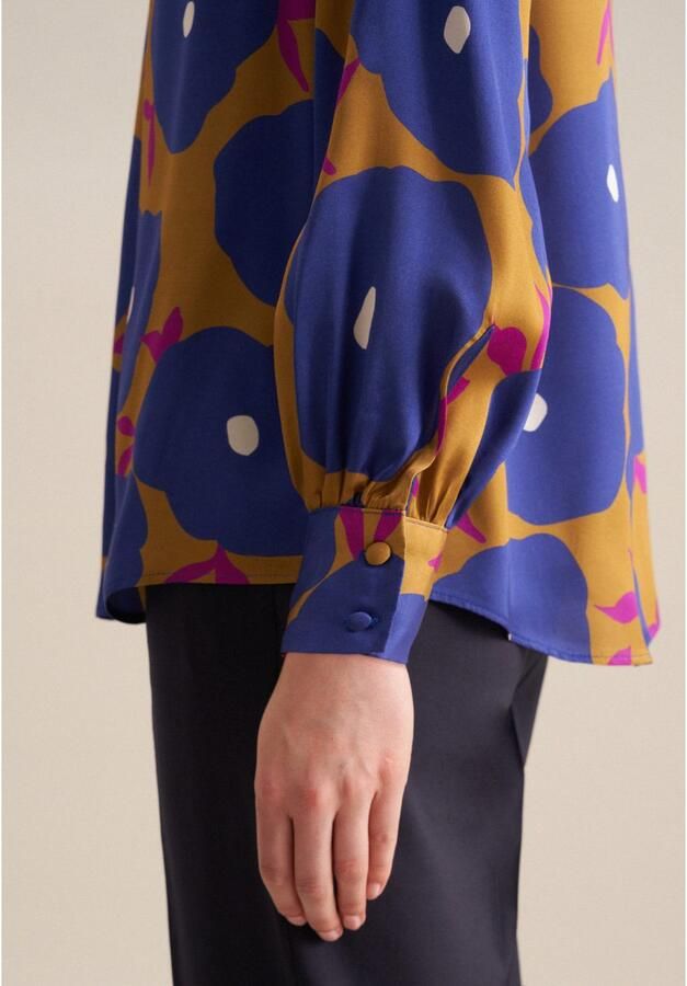 Seidensticker Shirtblouse Zwarte roos Lange mouwen ronde hals print - Foto 4